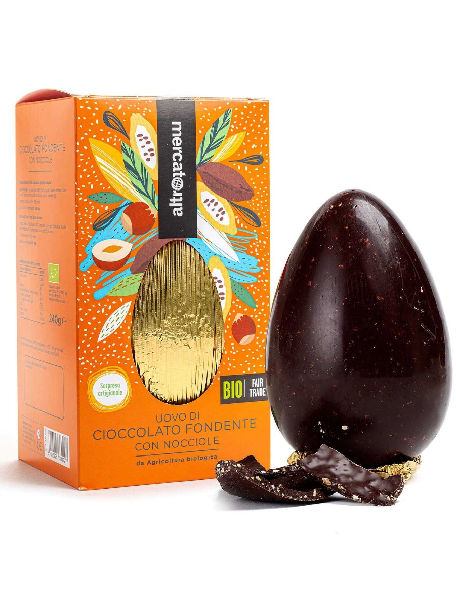 Uovo di cioccolato fondente con nocciole - 240 g - bio