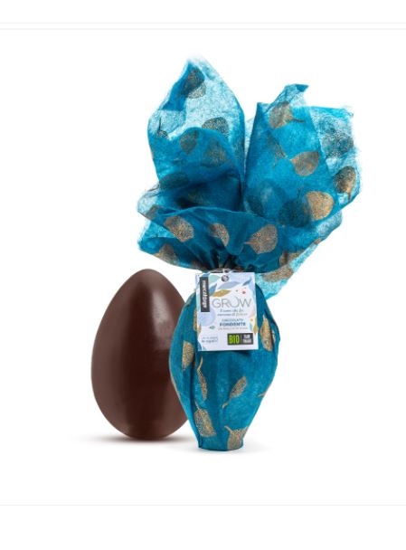 Uovo di cioccolato fondente biologico e fave di cacao GROW