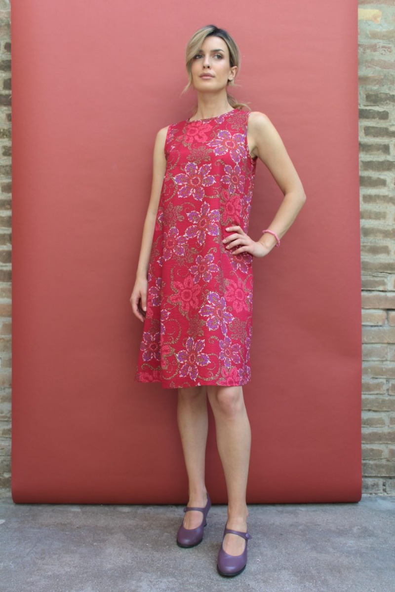 Vestito a trapezio in cotone goffrato Rita Fragola.