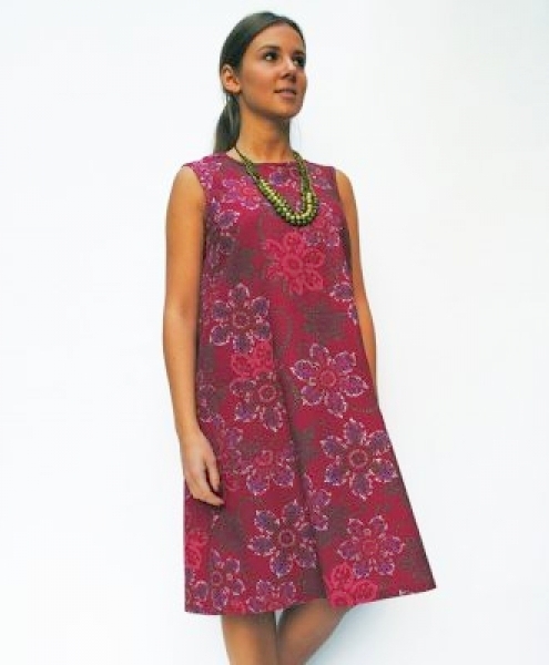 Vestito a trapezio in cotone goffrato Rita Fragola.