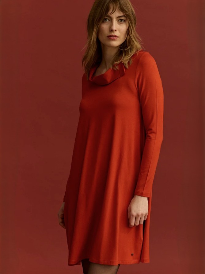 Vestito donna largo a trapezio ARANCIO Tranquillo