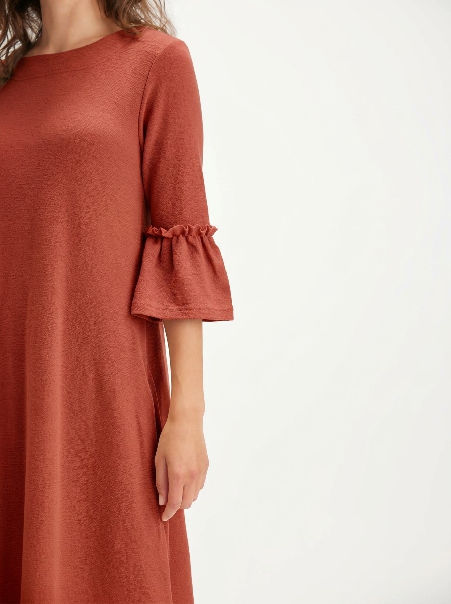 Vestito Trumpet cuff 100% lana merinos Terracotta