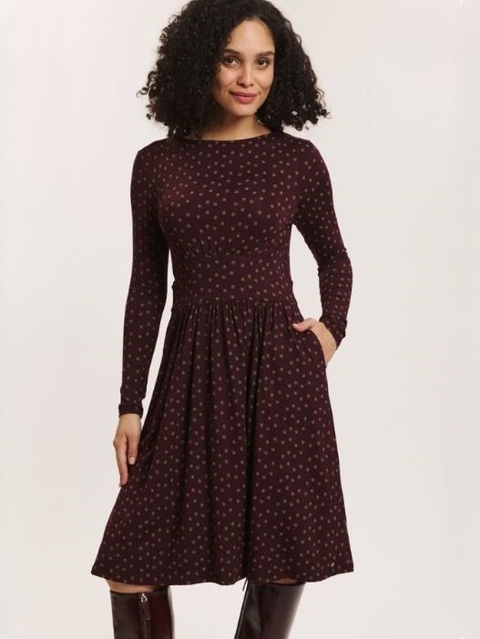 Vestito bordeaux in jersey EcoVero Corinnee