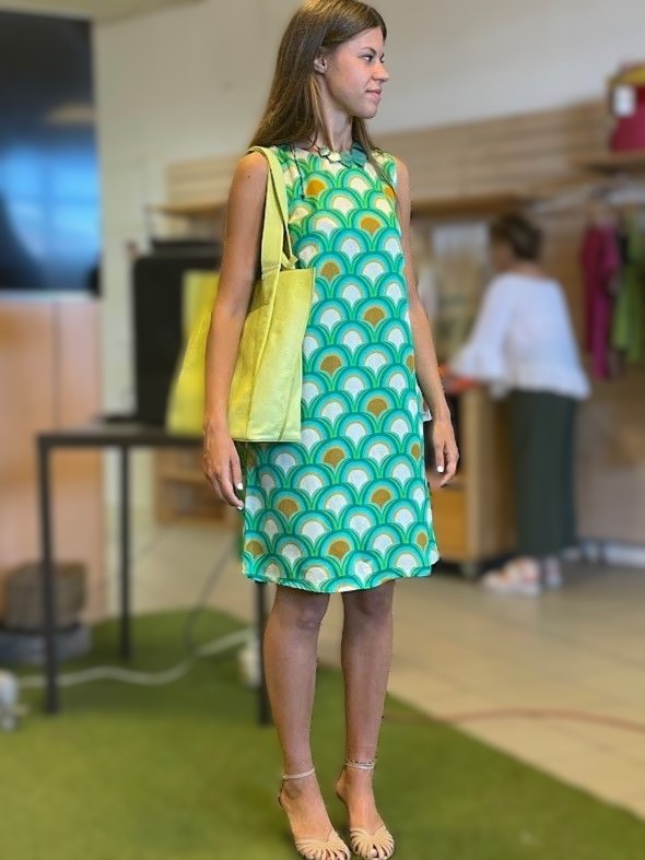 Vestito donna verde oro fantasia decò Diletta, Progetto Quid
