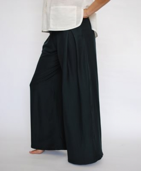 Pantalone ampio in seta lino elegante Willa color verde
