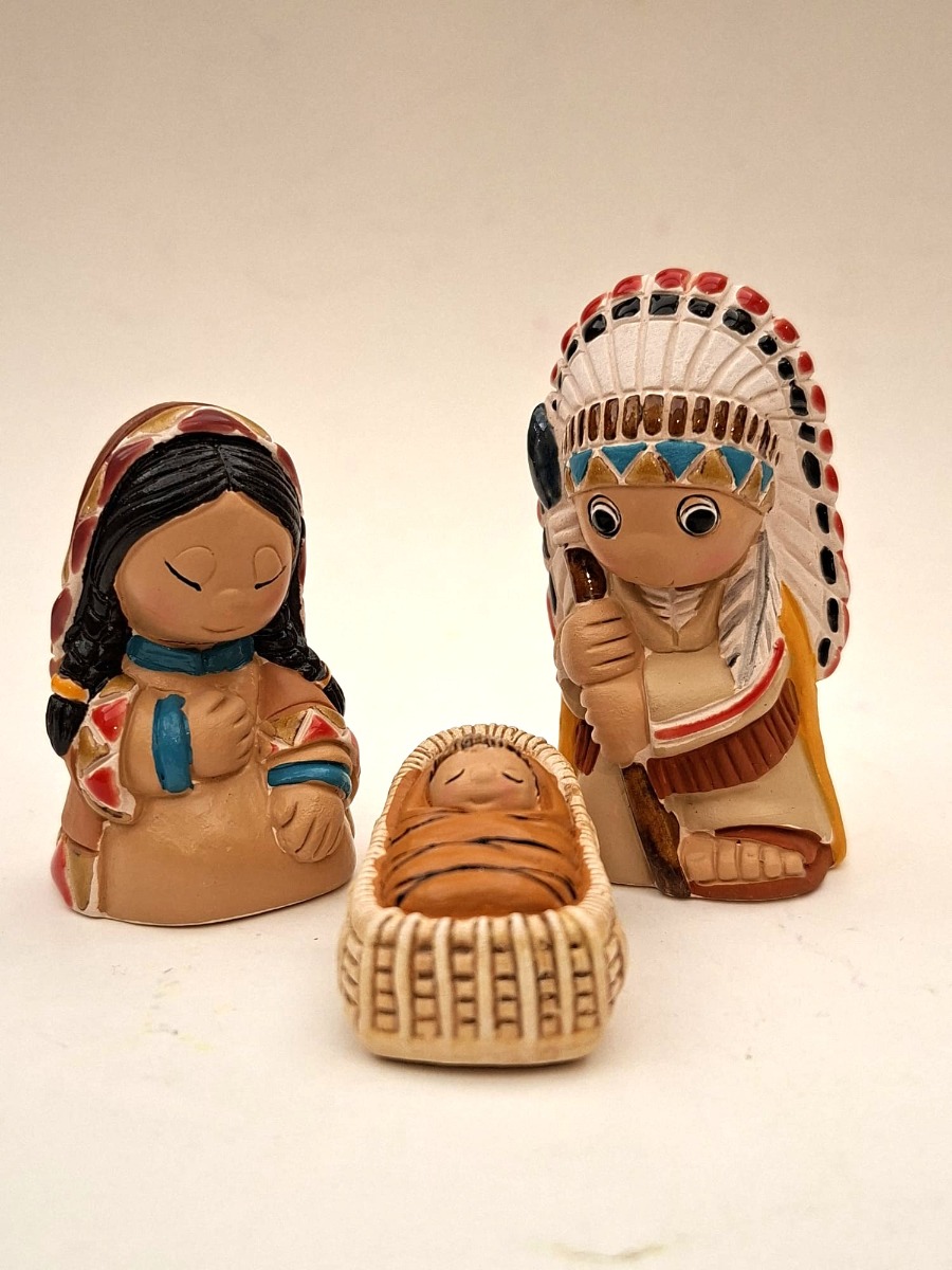 Presepe Apaches con 3 personaggi in terracotta