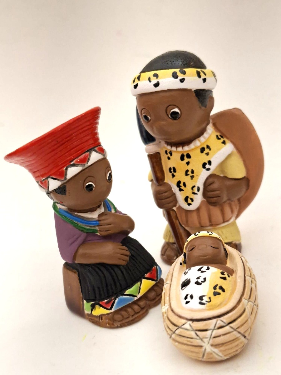 Presepe ZULU con 3 personaggi in terracotta