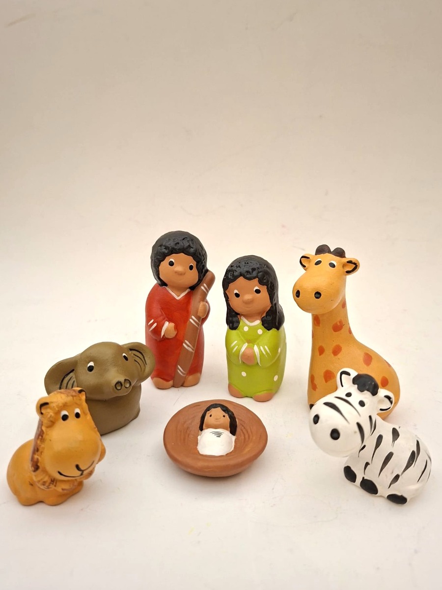Presepe Africa in ceramica nella Savana