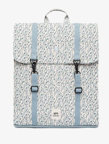 Zaino porta pc in tessuto ecofriendly Handy Printet flowers blue con 2 moschettoni e maniglia