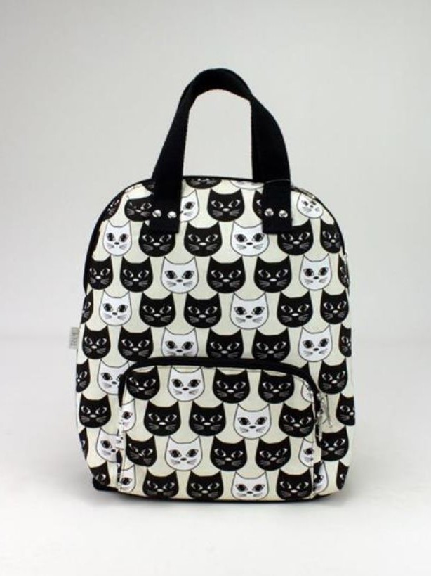 Zainetto gatto in tessuto bianco nero Cat World