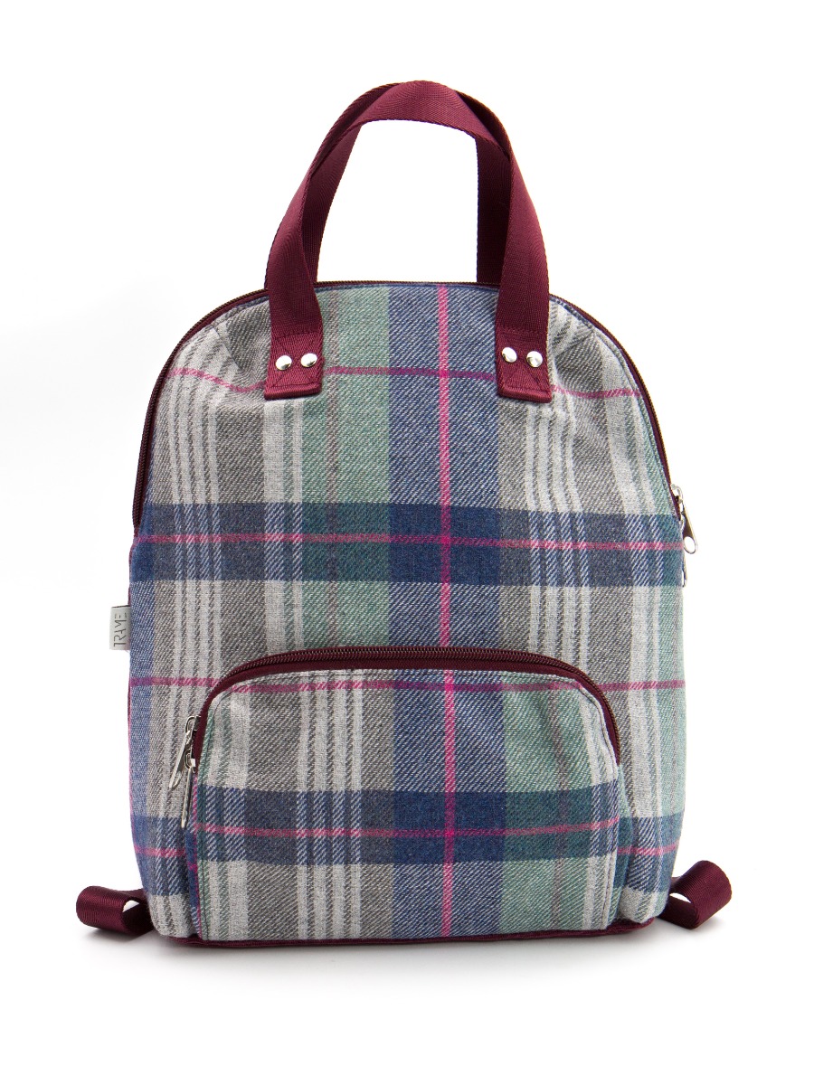Zaino in tessuto tartan - bordeaux