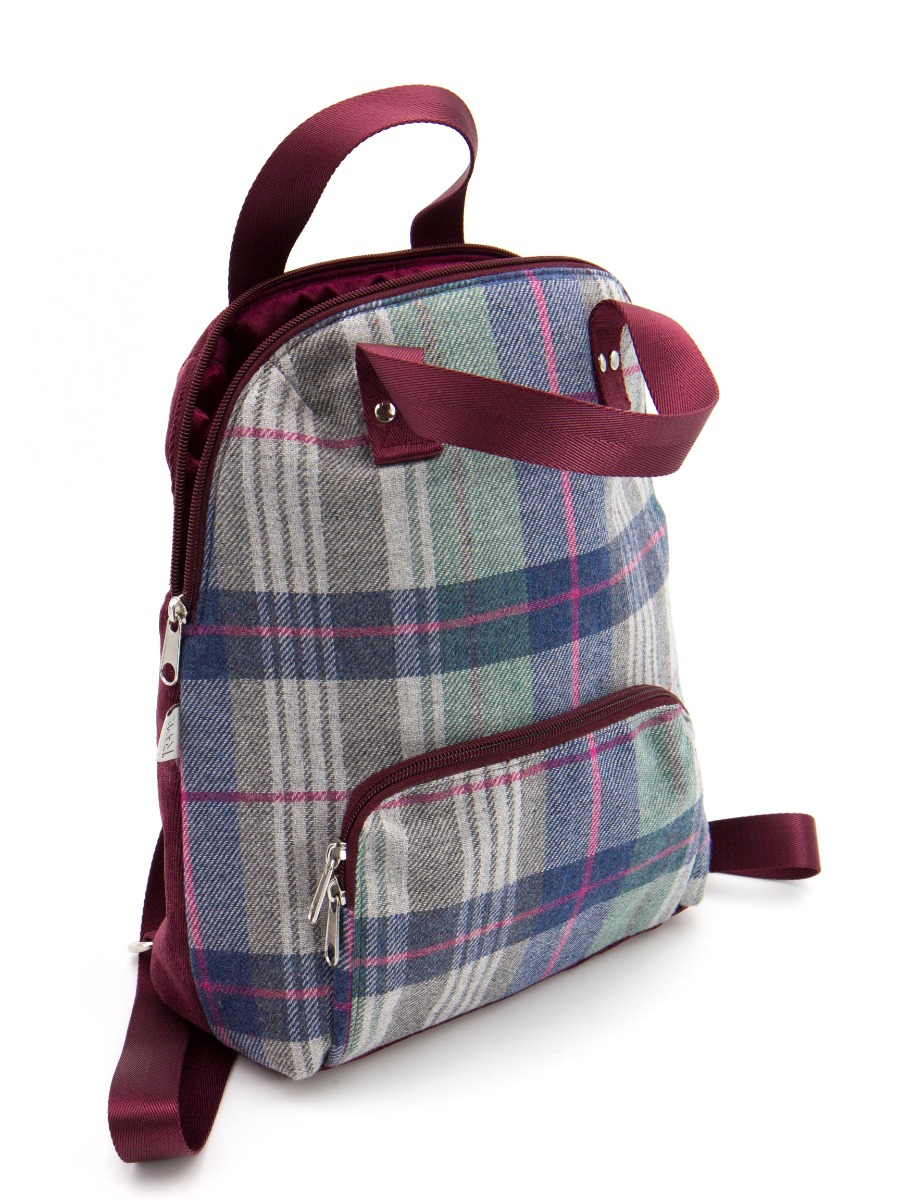 Zaino in tessuto tartan  - bordeaux
