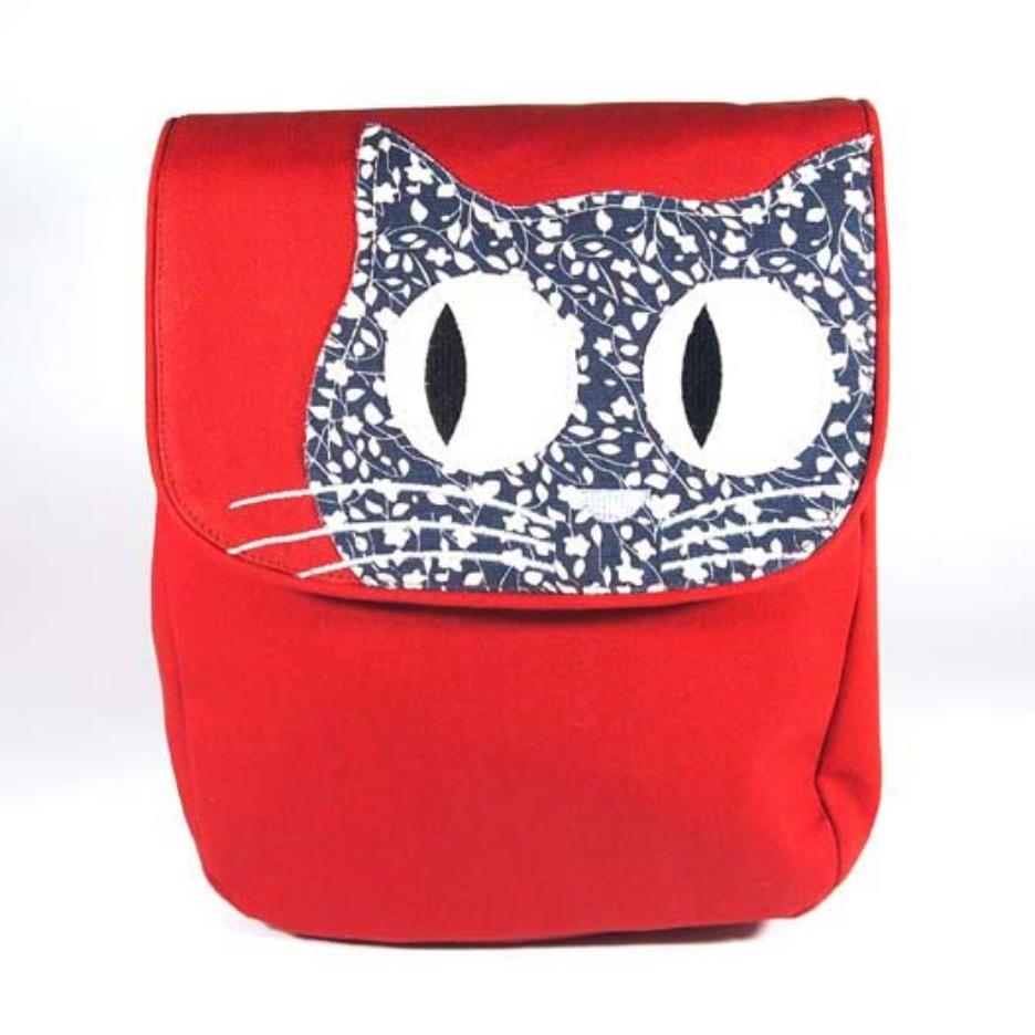 Zaino in tessuto twill foderato rosso Gatto Flora