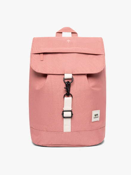 Zainetto in tessuto PET riciclato con patta e chiusura con moschettone Rosa Lefrik