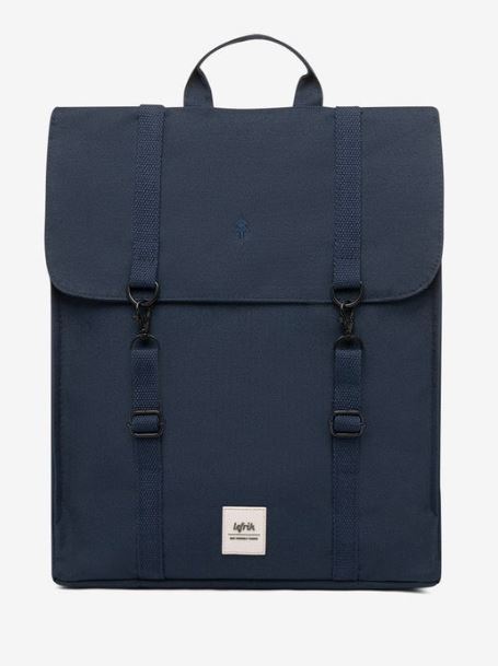 Zaino blu con pattina chiusura con 2 moschettoni in pet riciclato Lefrik Blu navy