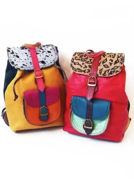 ZAINO Soruka classico in pelle riciclata - Backpack stampa pelo