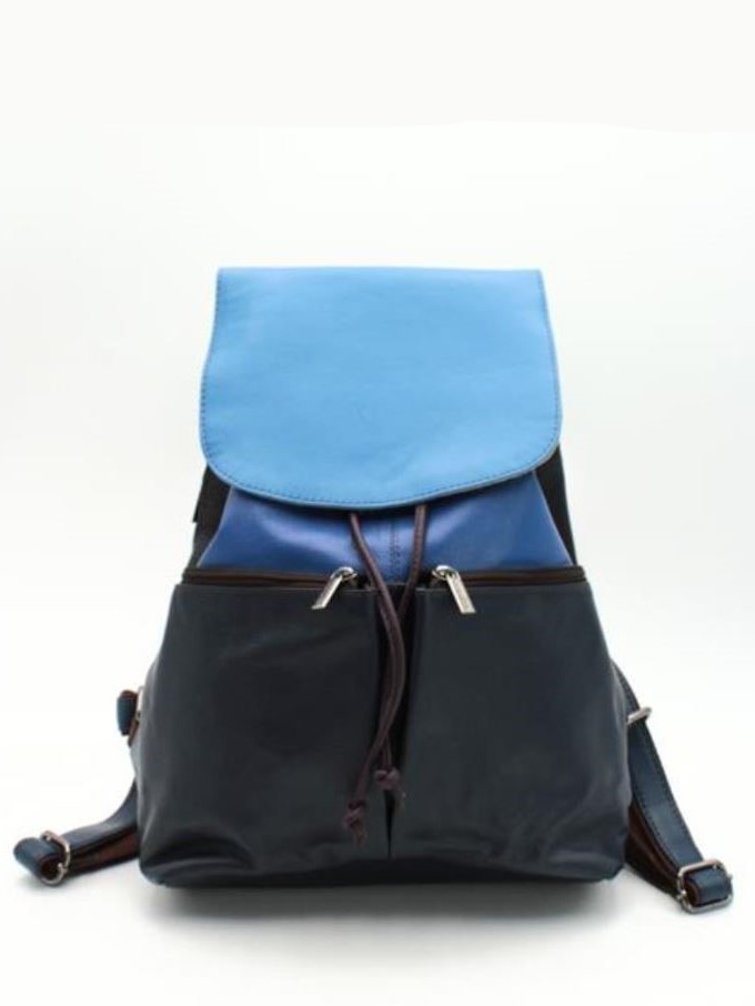 Zaino Blu Soruka grande in pelle Jamilia