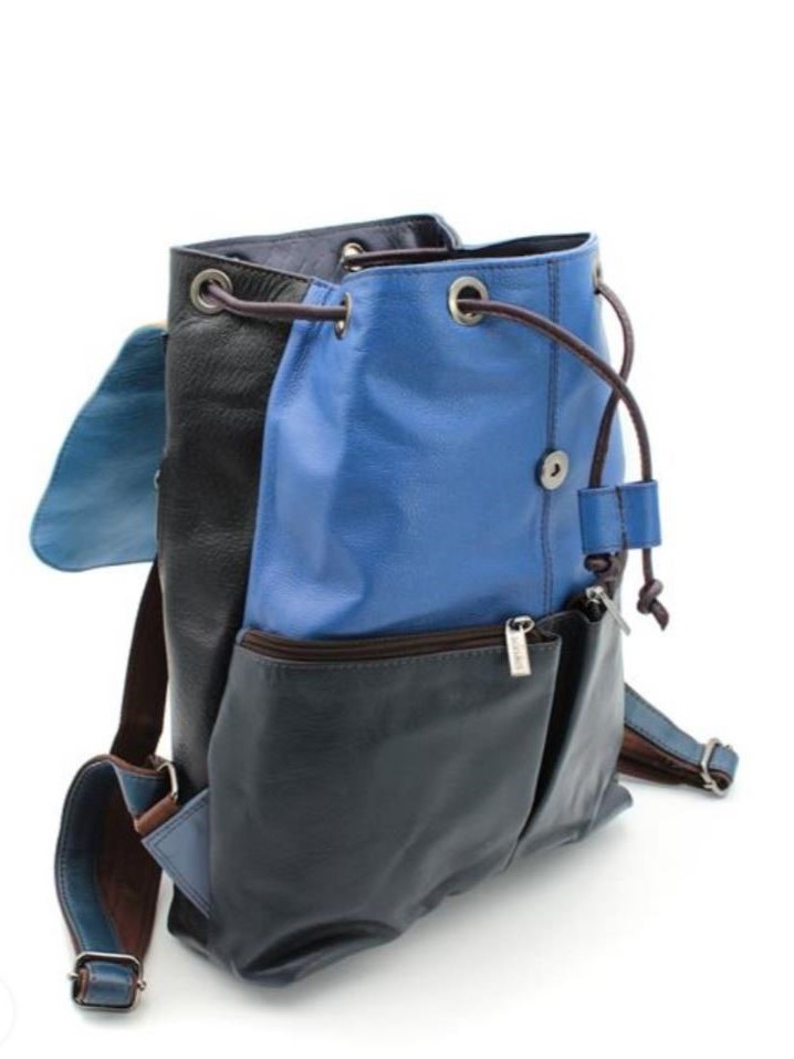 Zaino Blu Soruka grande in pelle Jamilia
