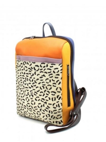 Soruka zaino e borsa porta pc Chiara in pelle riciclata multicolore. Equo solidale.