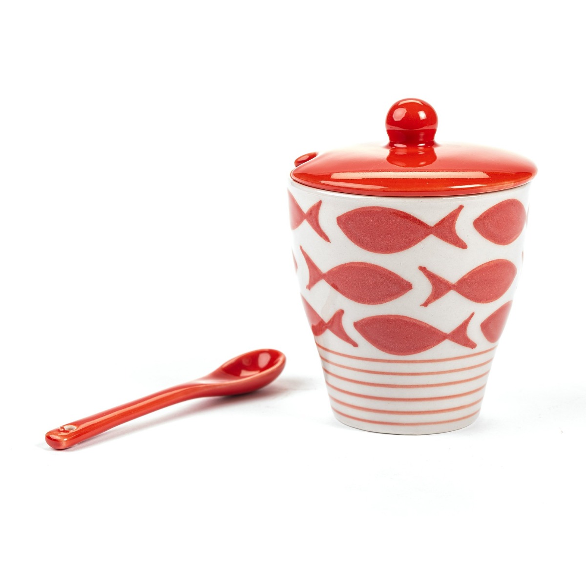 Zuccheriera in ceramica Pesci Sea Rosso