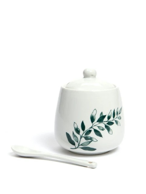 Zuccheriera ULIVO con cucchiaino in ceramica
